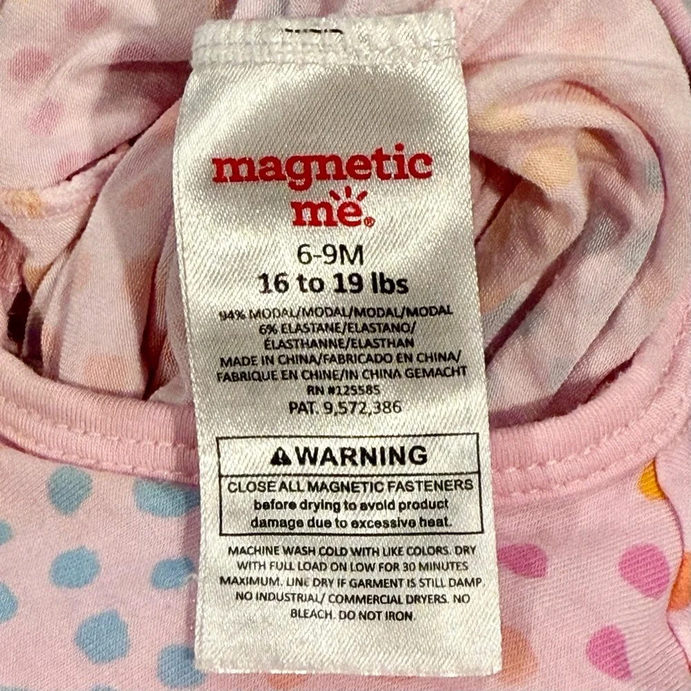 Magnetic Me Pink Sparkle Footie Girls 6-9M Modal Sleeper Pajamas Polka Dots
